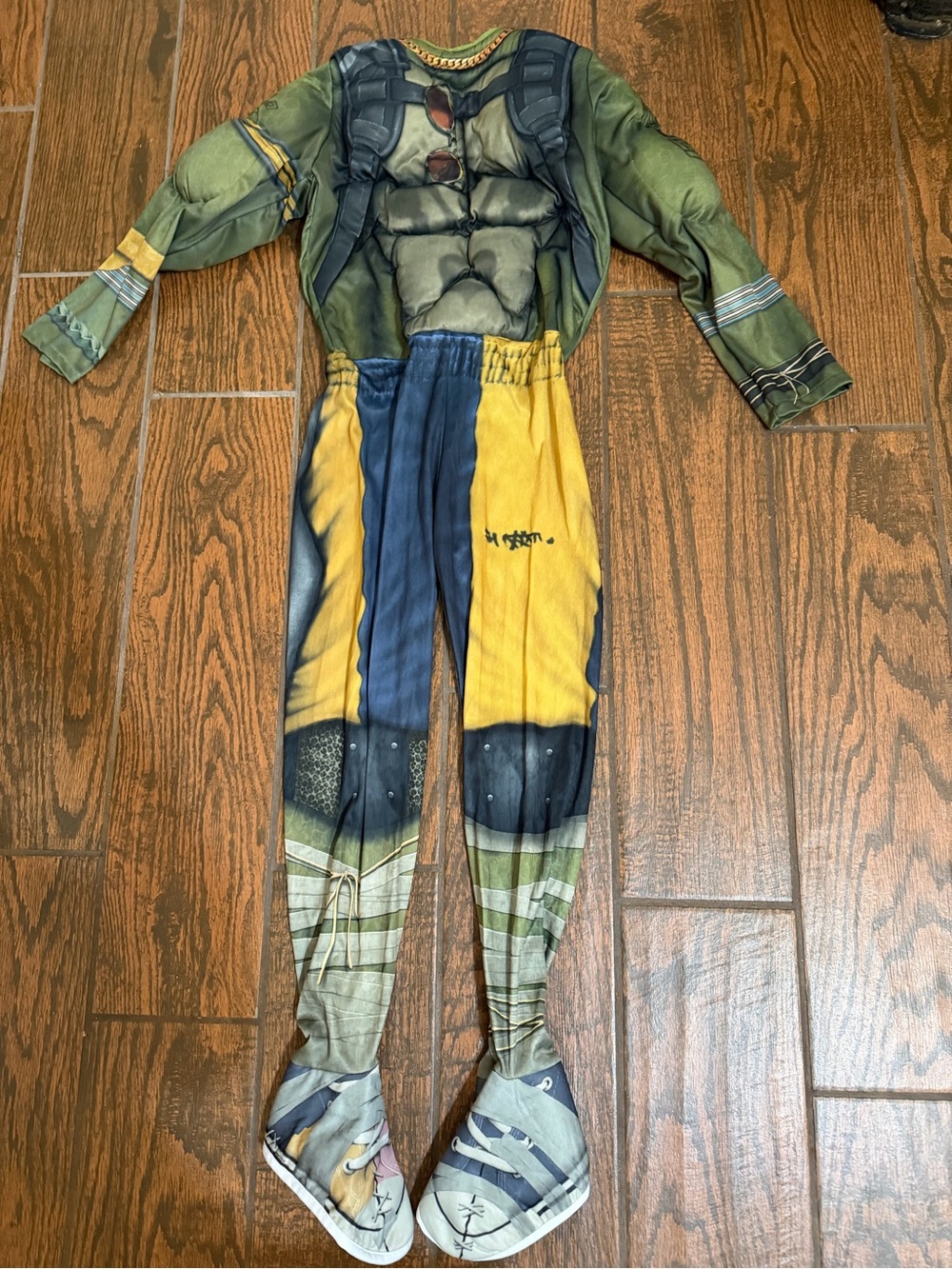 Kids Muscle Ninja Turtle Costume - Green & Yellow